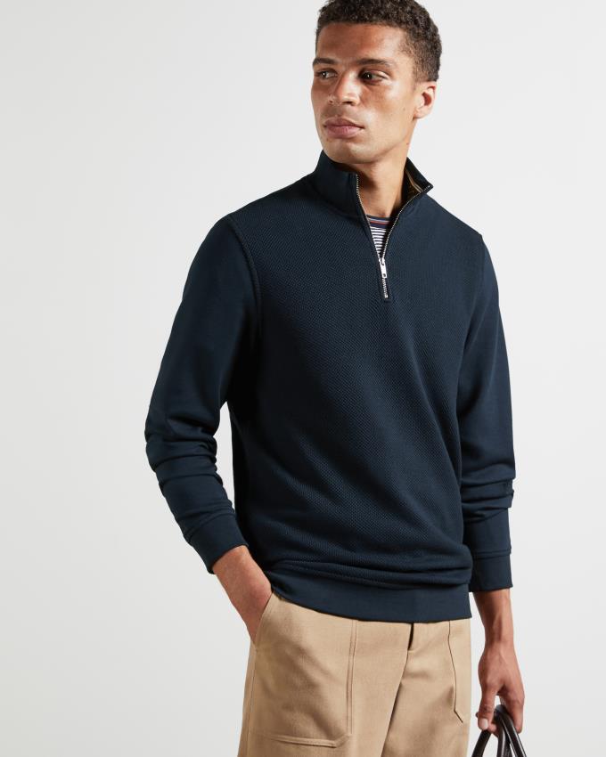 Pulls De Golf Ted Baker LS Funnel Neck Layering Bleu Marine Homme | HGM-98543463